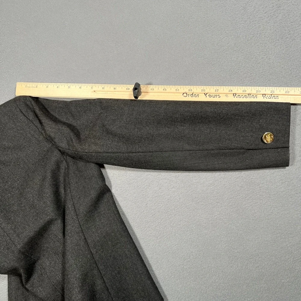 Vintage Burberry Wool Blazer Jacket Womens 4P‎ Petite Gray Collared Gold Buttons